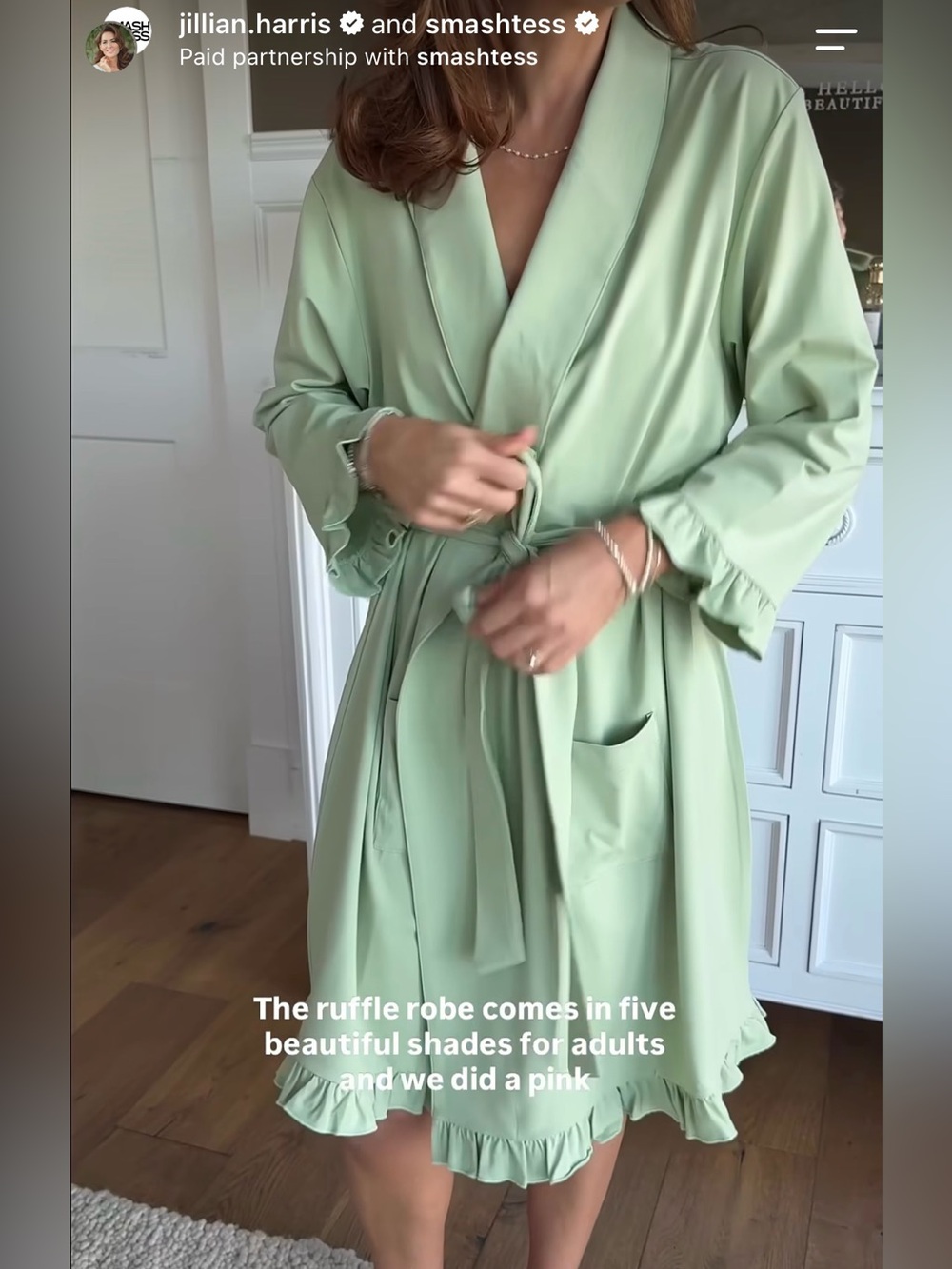 Smash + Tess x Jillian Harris Ruffle Robe Sage Green XL